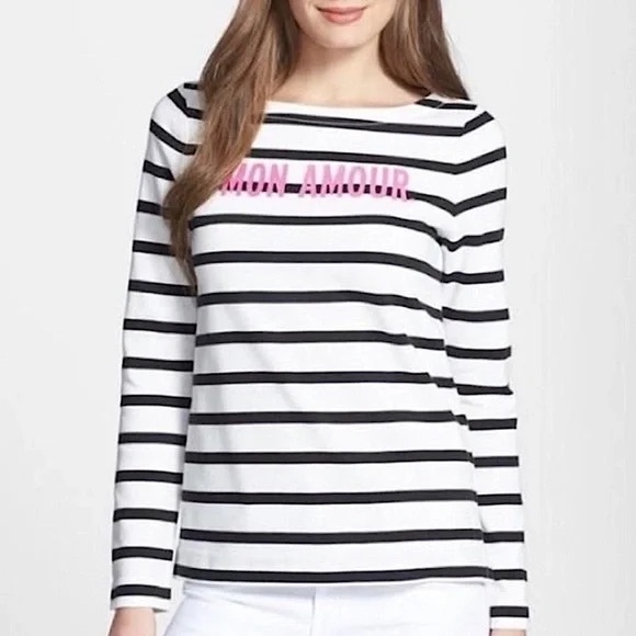 Kate Spade Roanne Striped Mon Amour Striped Boatneck Top Size S - Picture 1 of 6